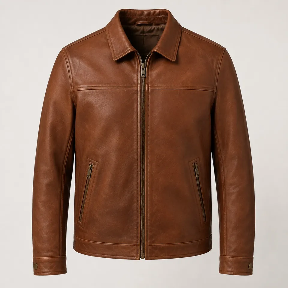 Brown leather jacket product image